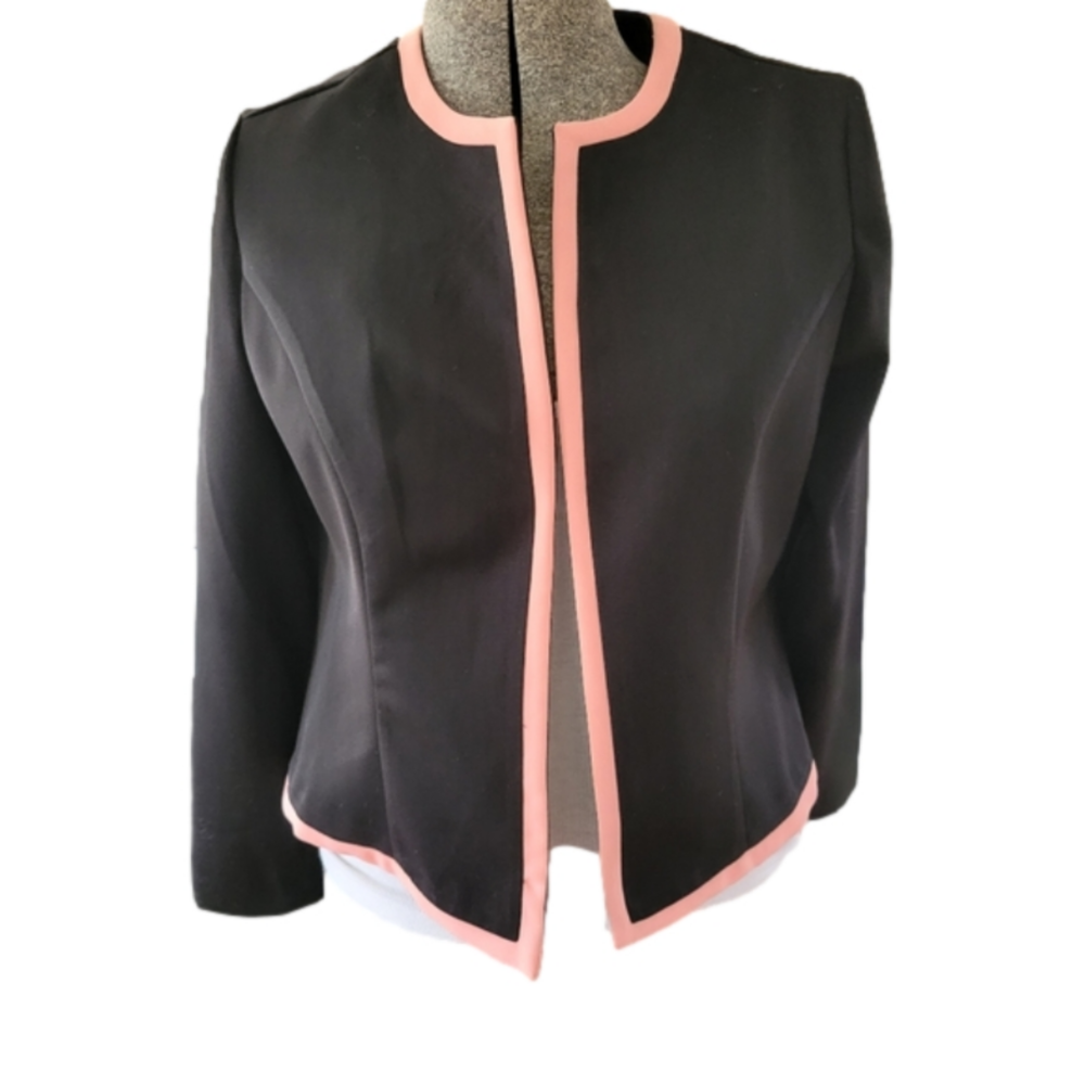 Vintage Sri Lanka R&K Short Sleeve Black and Pink Blazer Coat-Size 10P
